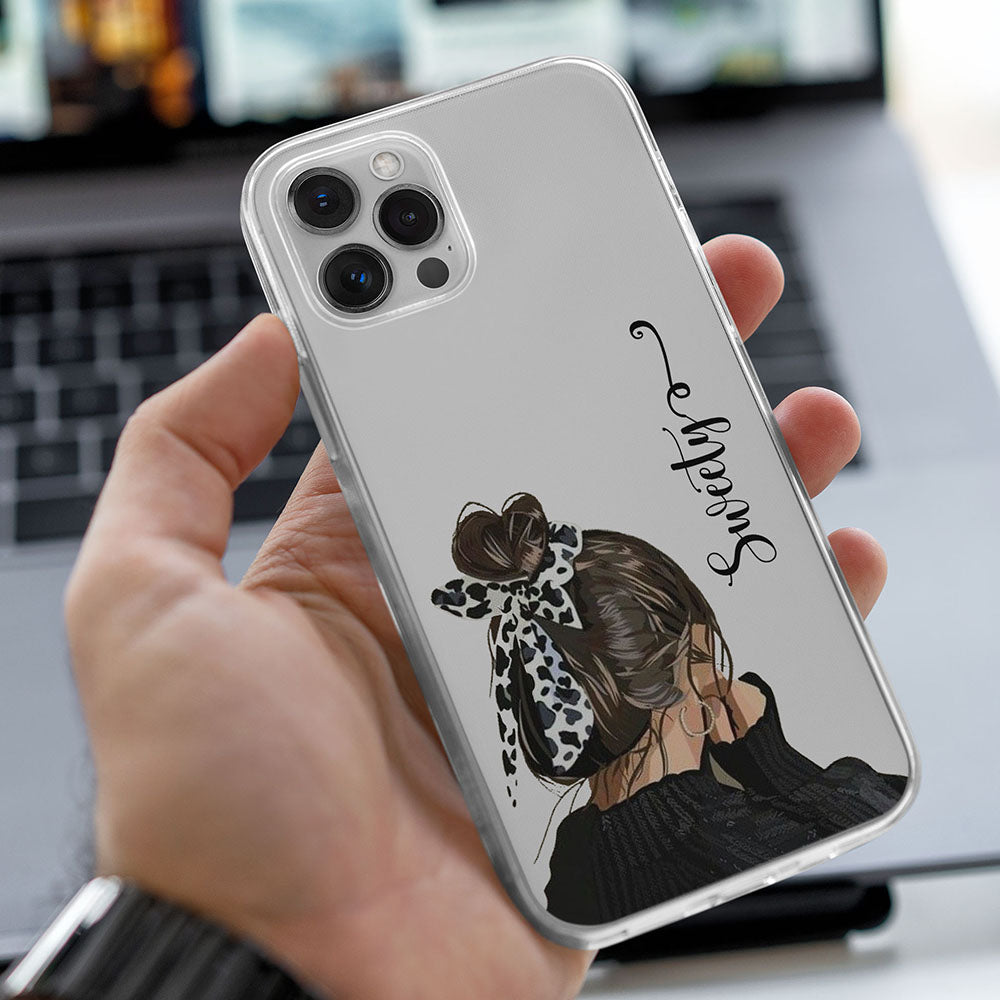 Transparent Silicone case with Name printed girl