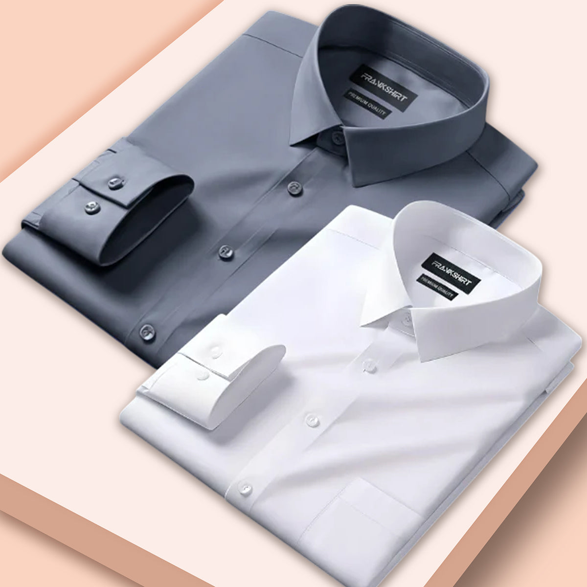 Pack of 2 Premium Cotton Shirt for Man (Dark Grey and White)