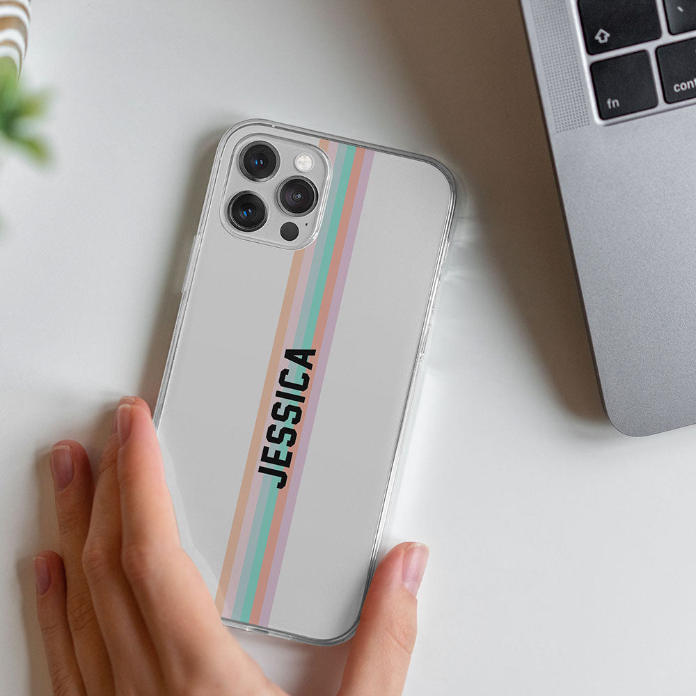 Rainbow Lines Name Transparent Silicone case