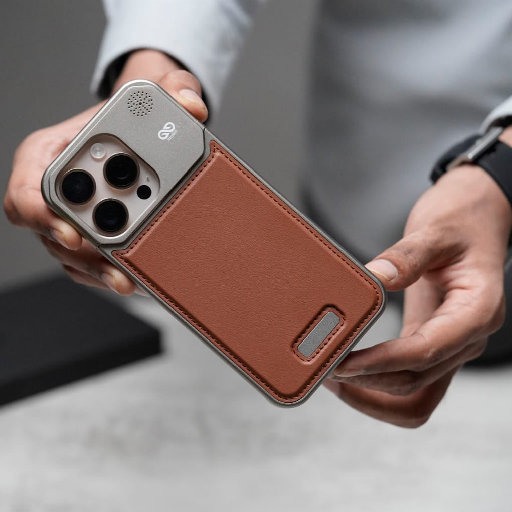 Titanium Frame Vegan Leather Case For iPhone
