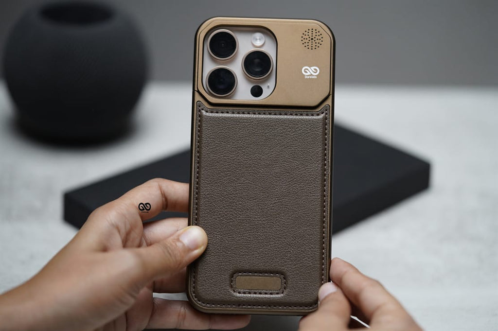 Titanium Frame Vegan Leather Case For iPhone