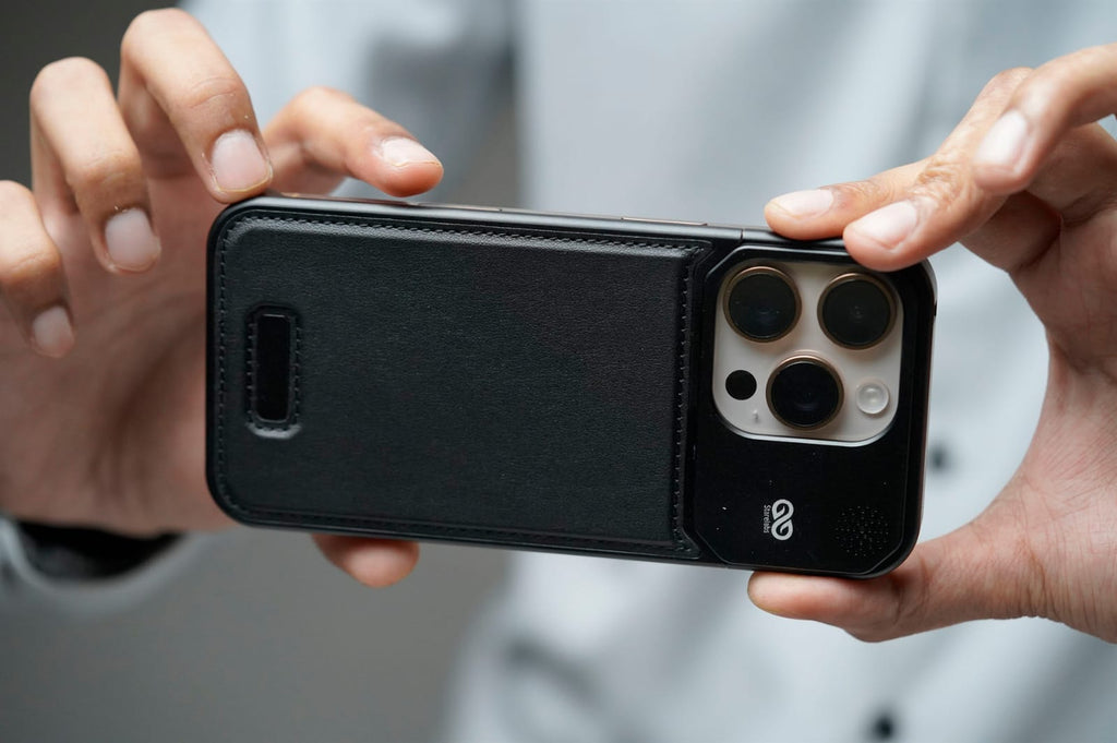 Titanium Frame Vegan Leather Case For iPhone