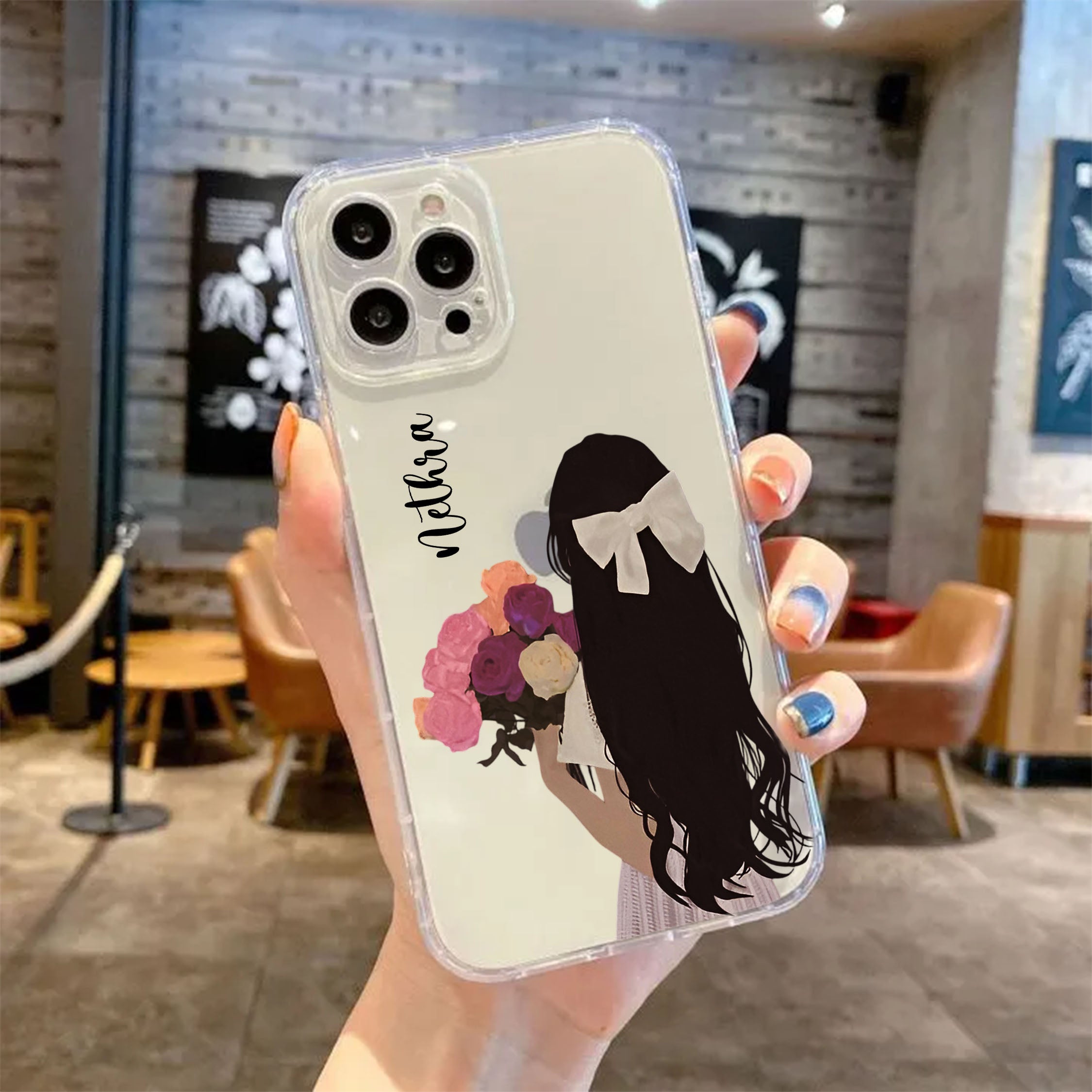 Bouquet Customised name Transparent Silicone Case