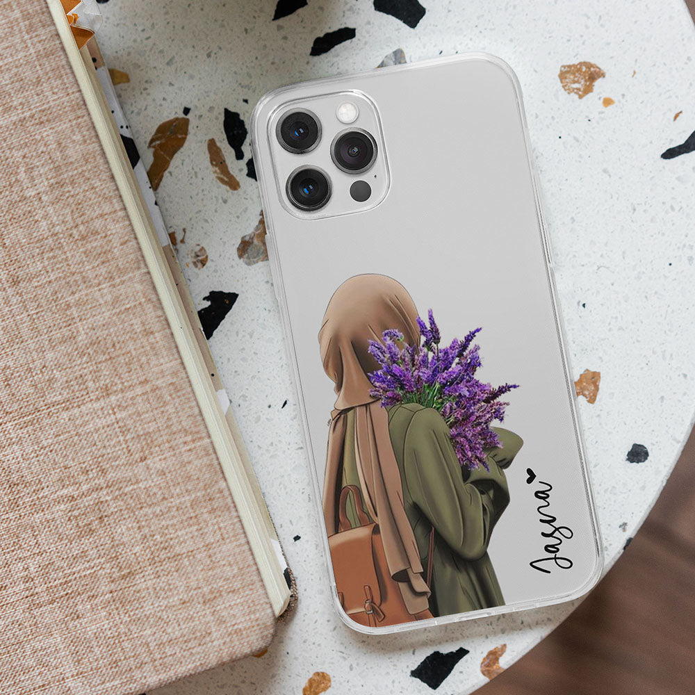 Purple Flower Girl Transparent Silicone case